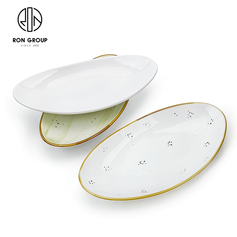 Wholesale Custom Restaurant Serving Dishes Oval Long Dinner Plate
