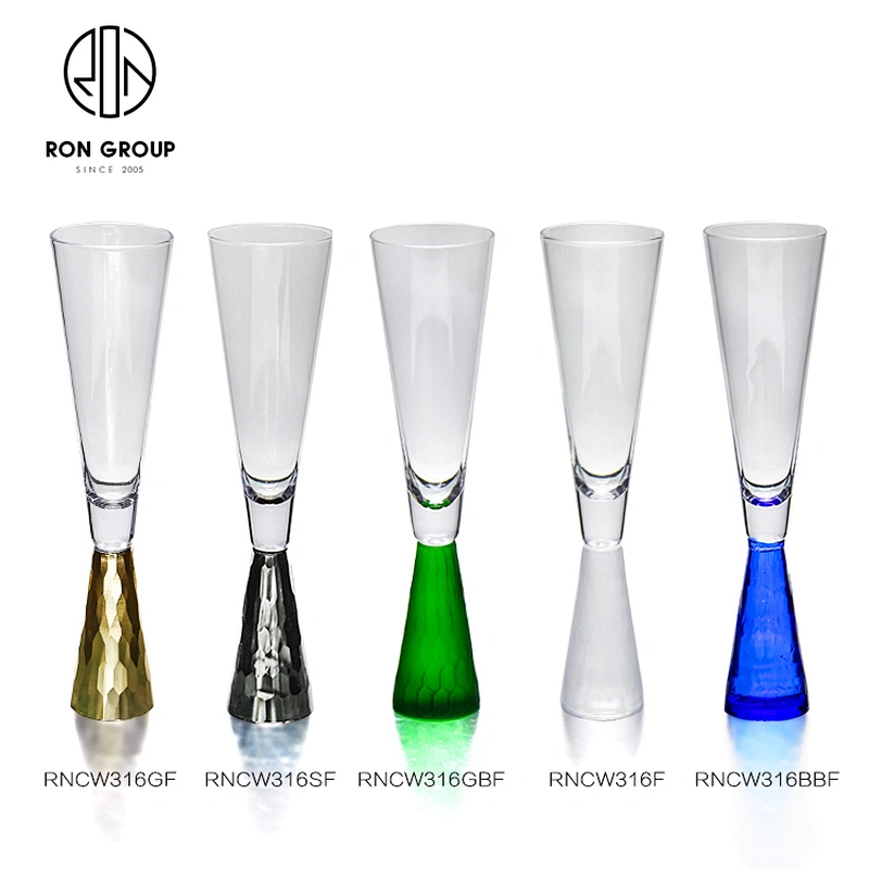 Wholesale Clear Glass Crystal Wedding Hotel Elegant Gold Champagne Glass