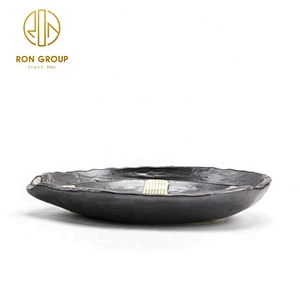 Classic Black And White Porcelain Round Soup Plate With Mouth
