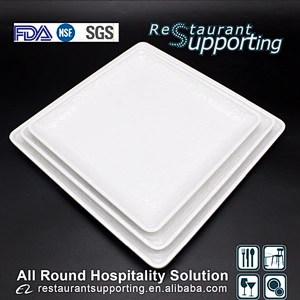 Hot selling custom logo restaurant ivory white square dinner plate