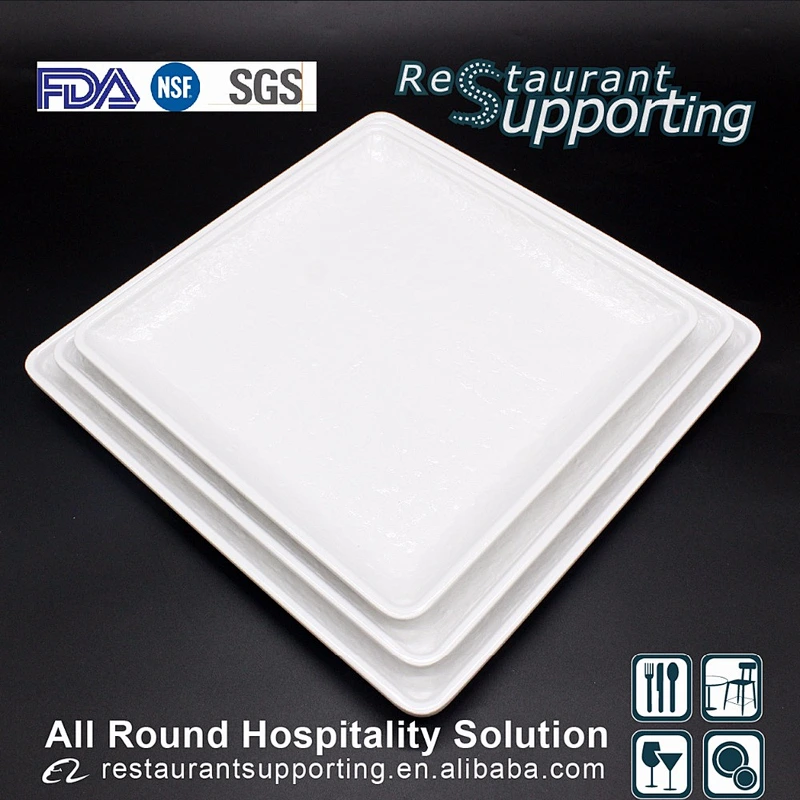 Hot selling custom logo restaurant ivory white square dinner plate