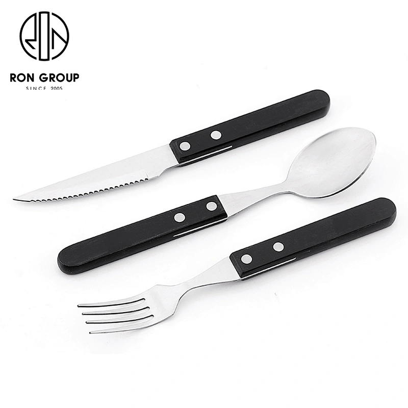 Wholesale Stainless Steel Cutlery Restaurant Black Wood Handle Flatware