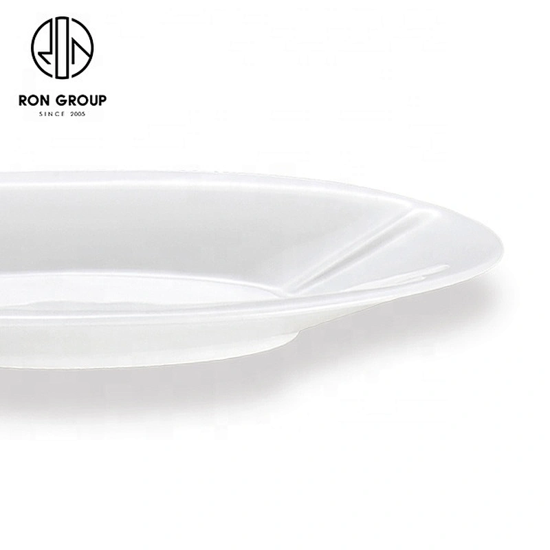 Novelty Oval White Ceramic Double-handle Egg-shaped Soup Plate