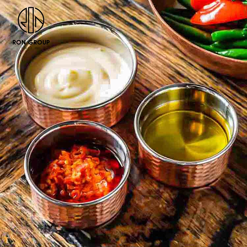 Restaurant Copper Coated Small Sauce Cups Stainless Steel Ramekin