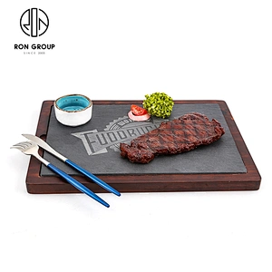 Quality Restaurant Custom Size Wooden Stone Grill Plate BBQ Stone Plate