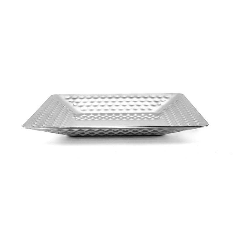 Hotel Silver Dinnerware Stainless Steel Square Diamond Dinner Plate