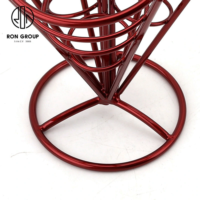 New Stainless Steel Snack Red Three Chips Finger Chips Cone Holder Stand