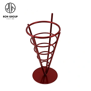 Wholesale Red Spray Chips Stainless Steel French Fry Wire Cup For Restaurant