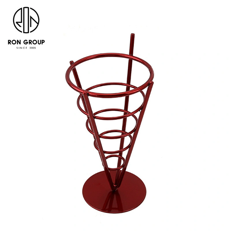 Wholesale Red Spray Chips Stainless Steel French Fry Wire Cup For Restaurant