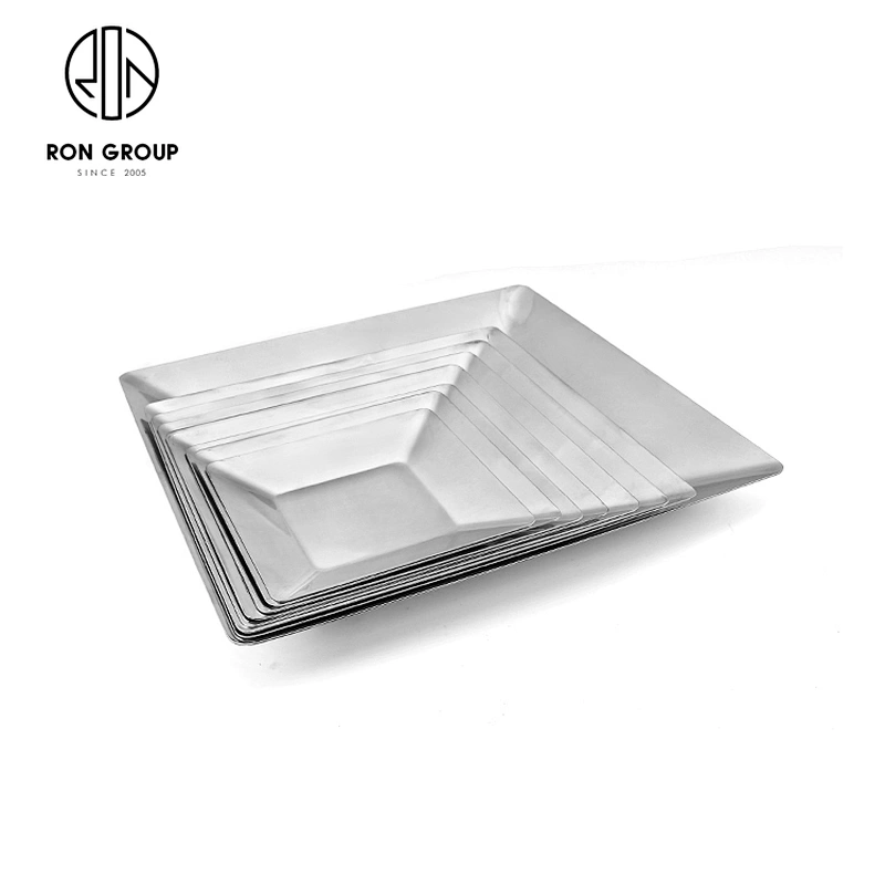 Food Trays Stainless Steel Square Dinner Plate For Hotel Restaurant