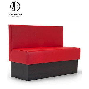 Restaurant Coffee Shop Wooden Frame Brown Leather Booth Sofa
