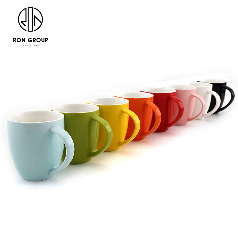 Custom Insulated 380ml Porcelain Coffee Cups Ceramic Pink For Sale