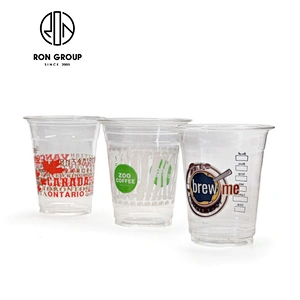 Wholesale Coffee Shop Custom Logo Disposable Takeaway PET Plastic Cups With Lid
