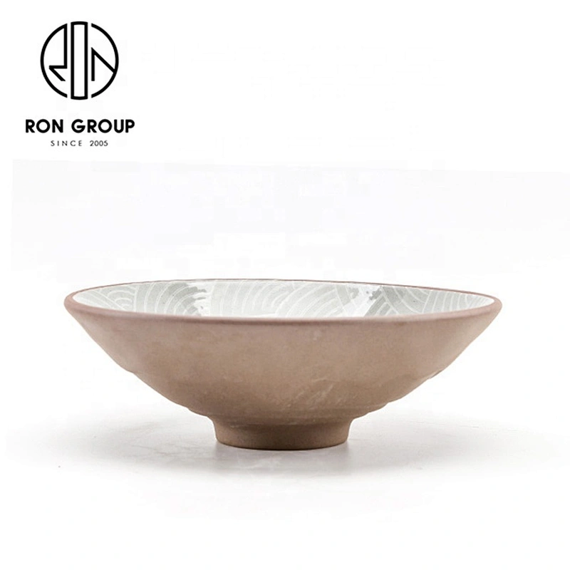 Family Restaurant Common Large Capacity Round Ceramic Bowl