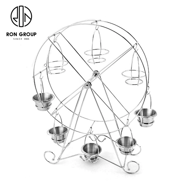 8 Cups Silver Eight Bowl Ferris Wheel Stand Carrier Holder For Restaurant