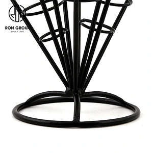 Kitchenware Metal Wire Iron Matte Black 3 Cones French Fry Holder Stand