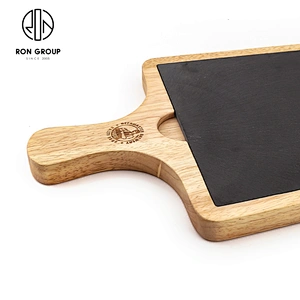 Restaurant Custom Logo Rectangle Wooden Steak Tray Slate Serving Board