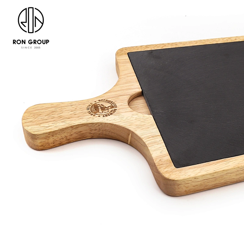 Restaurant Custom Logo Rectangle Wooden Steak Tray Slate Serving Board