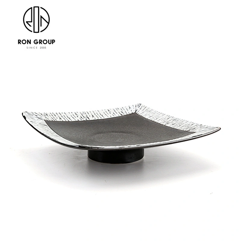 Hotel Dinnerware Safety And Health Ceramics Square High Feet Dinner Plate