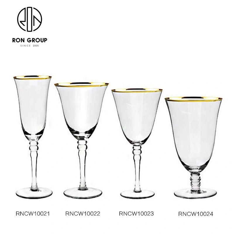 Wedding Crystal Glass Red Wine Glass Gold Round Goblet With Long Stem