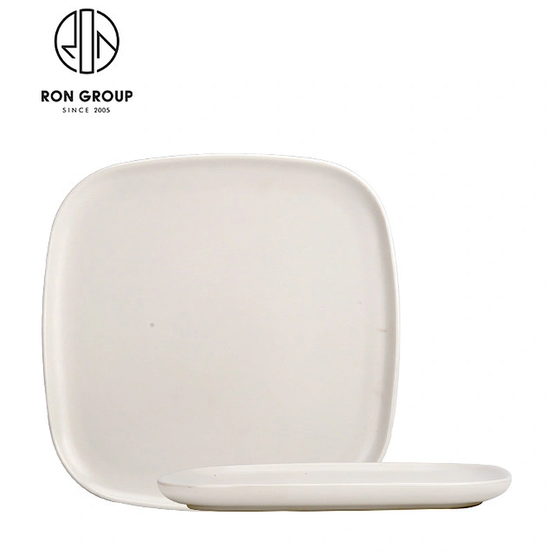Wholesale Ceramic Square Shape Matte White Dinner Plate