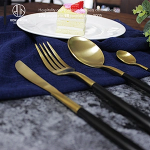 Black Gold Luxury Cutlery Set for Restaurant knife and fork and spoon