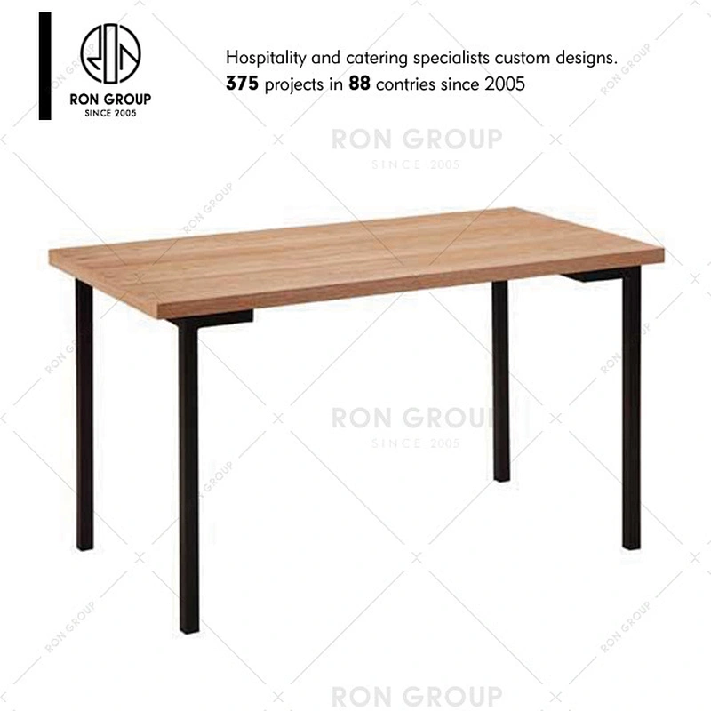 Wholesale Restaurant Wooden Dining Table With Metal Frame