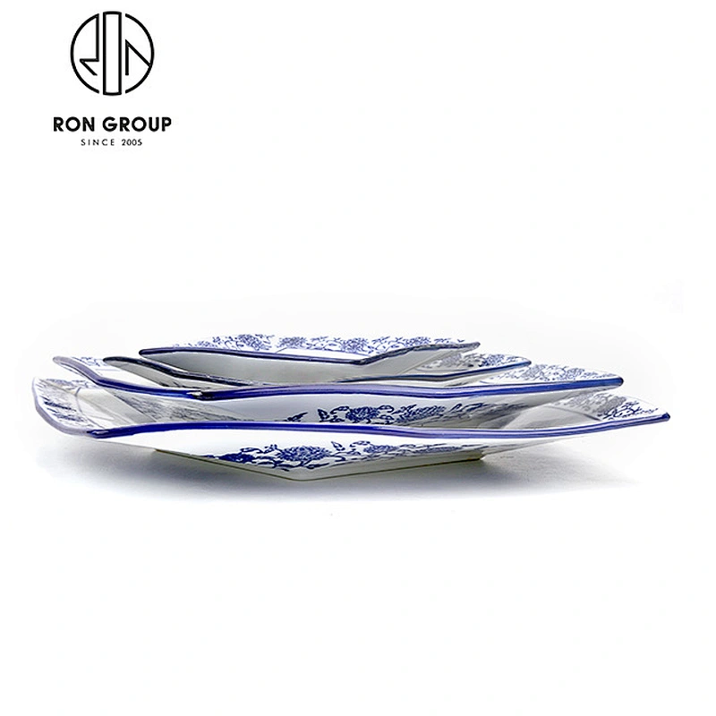 Wholesale Restaurant Blue And White Porcelain Round Dinner Plates