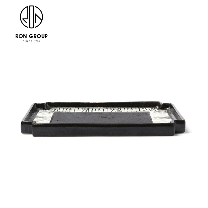 Custom Rectangle Dessert Food Sushi Ceramics Flat Tray For Restaurant