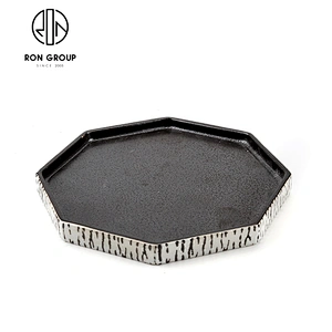 Hot Sell Ceramic Design 7'' Octagonal Dinner Plate For Restaurant