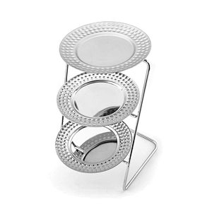 Three-Layer Beveled Round Dish Hotel Table Metal Fruit Plate Display Rack