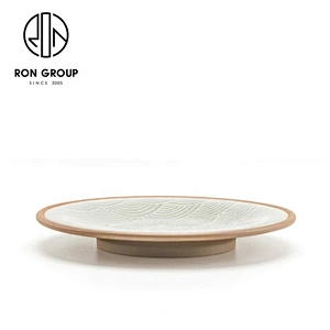 Fashional Customized Fish Pattern Khaki Ceramic Round plates