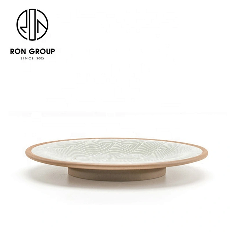 Fashional Customized Fish Pattern Khaki Ceramic Round plates