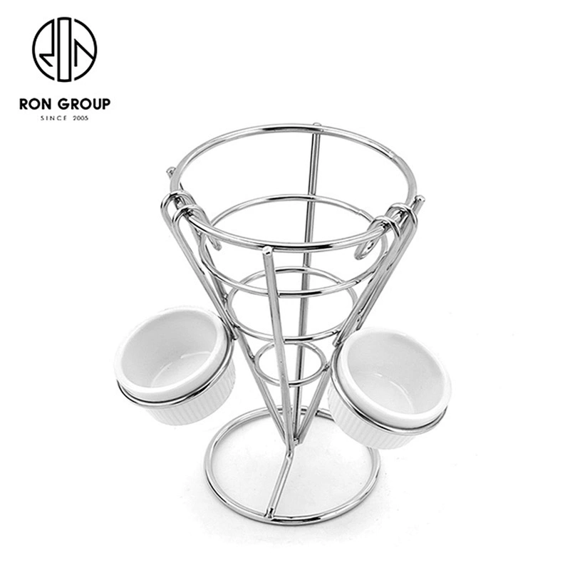 High Quality Display Stainless Steel Wire Mesh Double-Chip Fries Rack