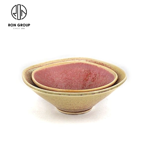 New Product Fambe Pink Rhythm Ceramic Quartet Square Bowl For Restaurant