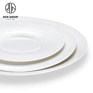 8 Inches Plain White Ceramic Round Shallow Plate For Restaurants