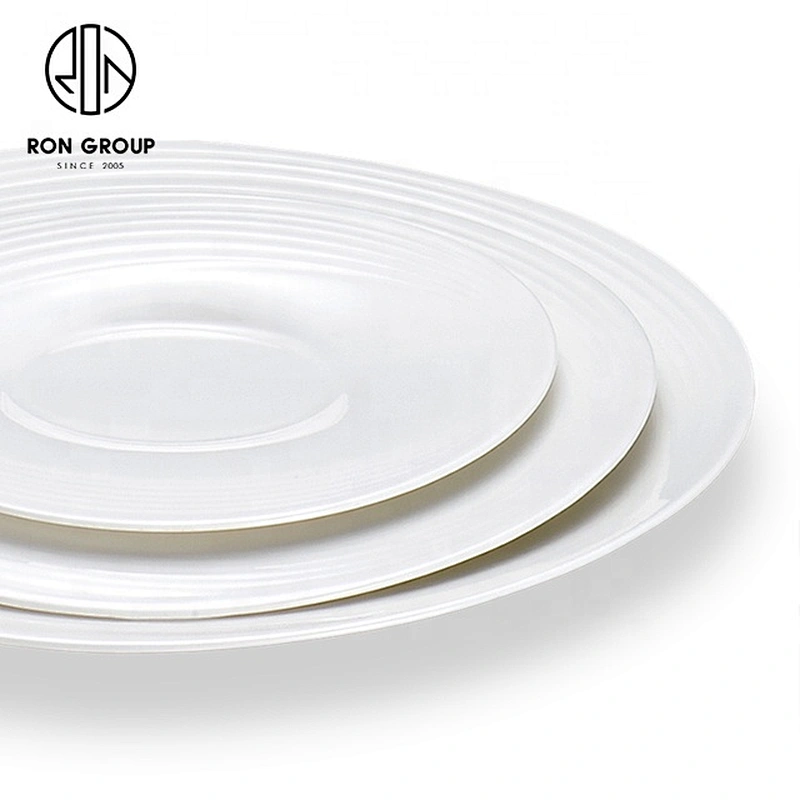 8 Inches Plain White Ceramic Round Shallow Plate For Restaurants