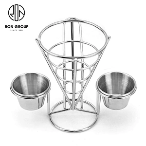 Stainless Steel Countertop Two Cups French Fry Holder Stand