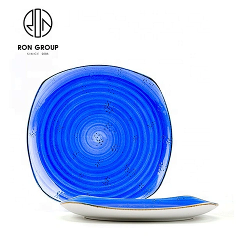 High Quality Customized Durable Restaurant Round Dinner Plates Blue