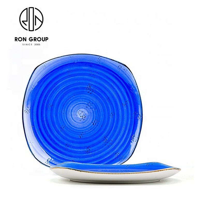 High Quality Customized Durable Restaurant Round Dinner Plates Blue