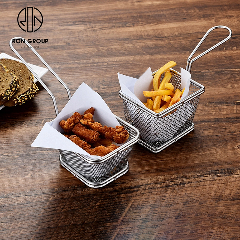 perforated strainer restaurant kitchen accessories stainless steel french fry serving holder fried basket