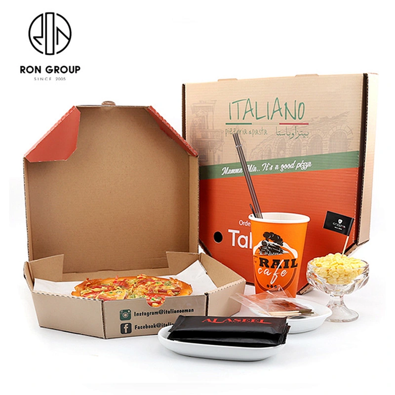 Fast Food Store Use Disposable Take Away Hexagonal Corrugated Pizza Box