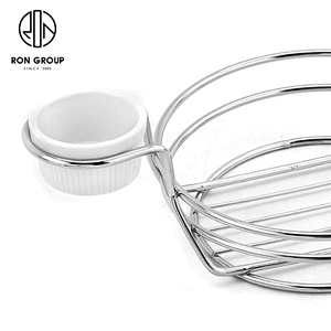 Commercial Restaurant Stainless Steel Black Round Double Sauce Bowl Bread Basket