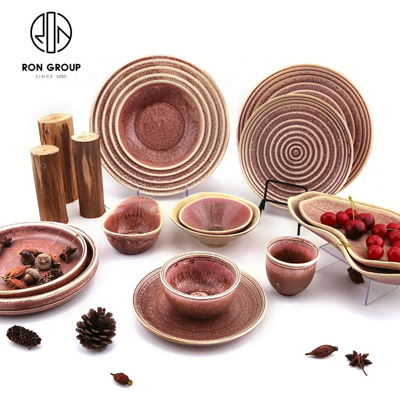 Round Ceramic Single Straight Kiln Powder Soup Plate For Restaurant