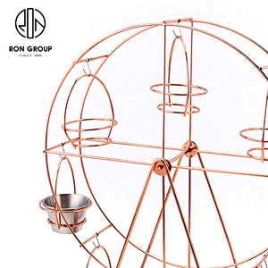 European Style Party Metal Rotating Gold Eight Bowl Ferris Wheel Display Shelf