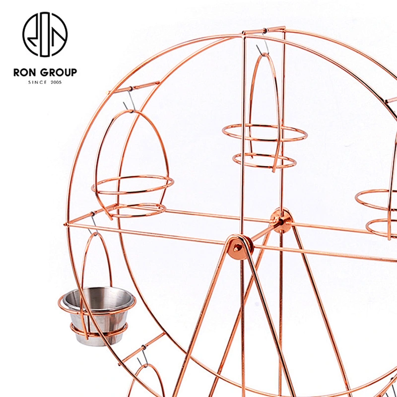 European Style Party Metal Rotating Gold Eight Bowl Ferris Wheel Display Shelf