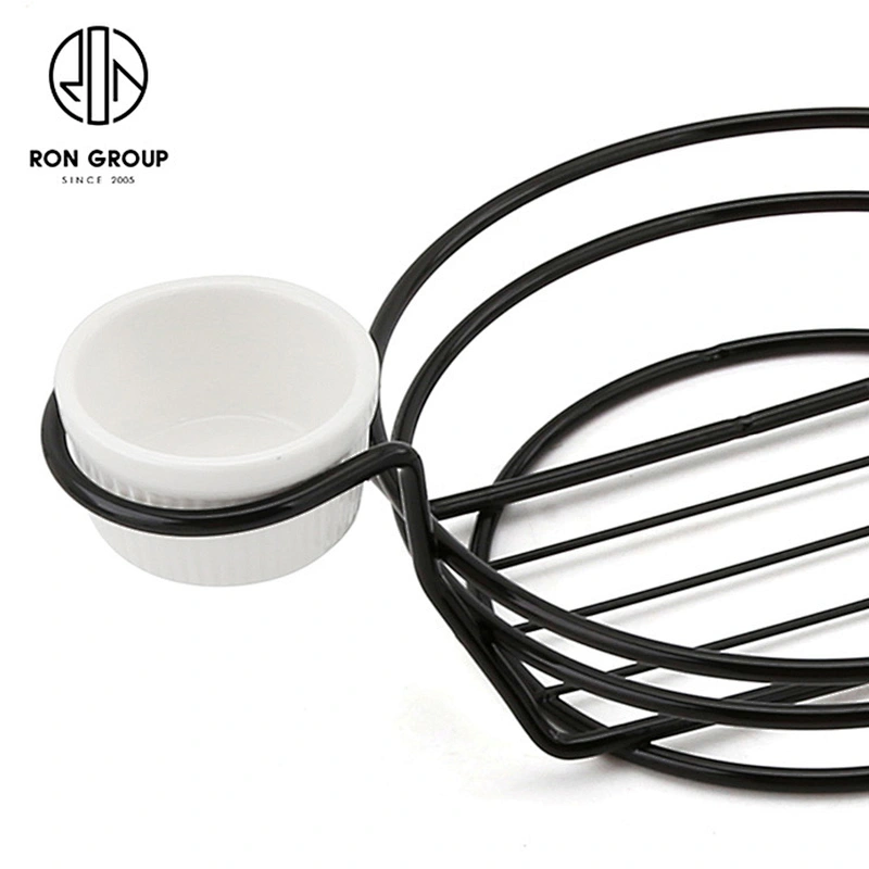 New Design Black Round Double Sauce Bowl Egg-Shape Bread Basket