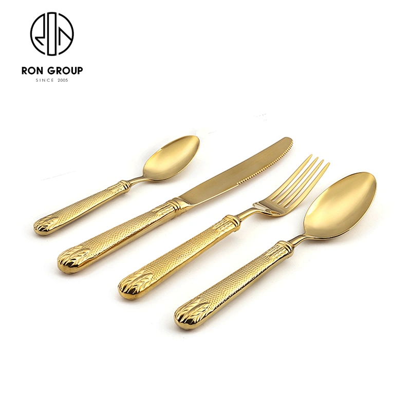 High-End Gold Restaurant 4-Piece Tableware Sets Stainless Steel Wedding Cutlery