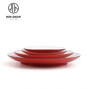 Foshan hotel supplier High feet restaurant round  plate with 7 8 10 12 inch restaurant dinnerware plates dishes