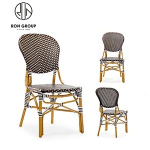 Wholesale Cafe Red Aluminum Rattan Bistro Dining Chair